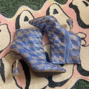 Rhinestone Gianni binni checkered boots
